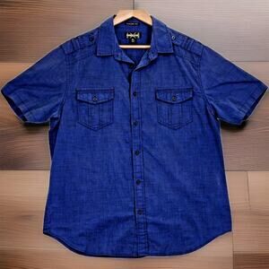 HELIX Men's Blue Shirt Athletic Fit Short Sleeve Button Down w Pockets Size XL